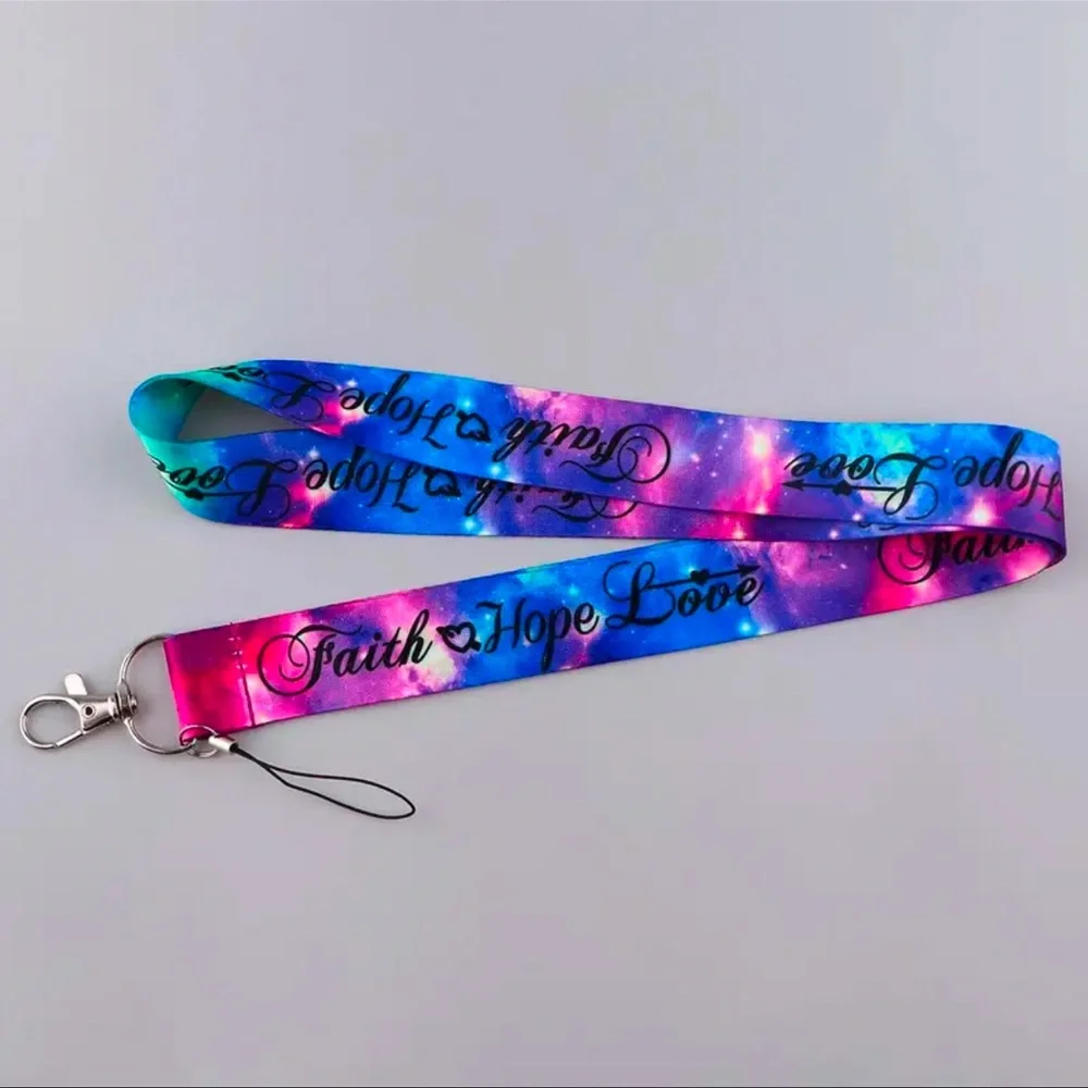 Lanyard For Keys, Keychain, Badge Holder, 1 pc, NEW, Colorful 🎁 “FAITH HOPE LOVE